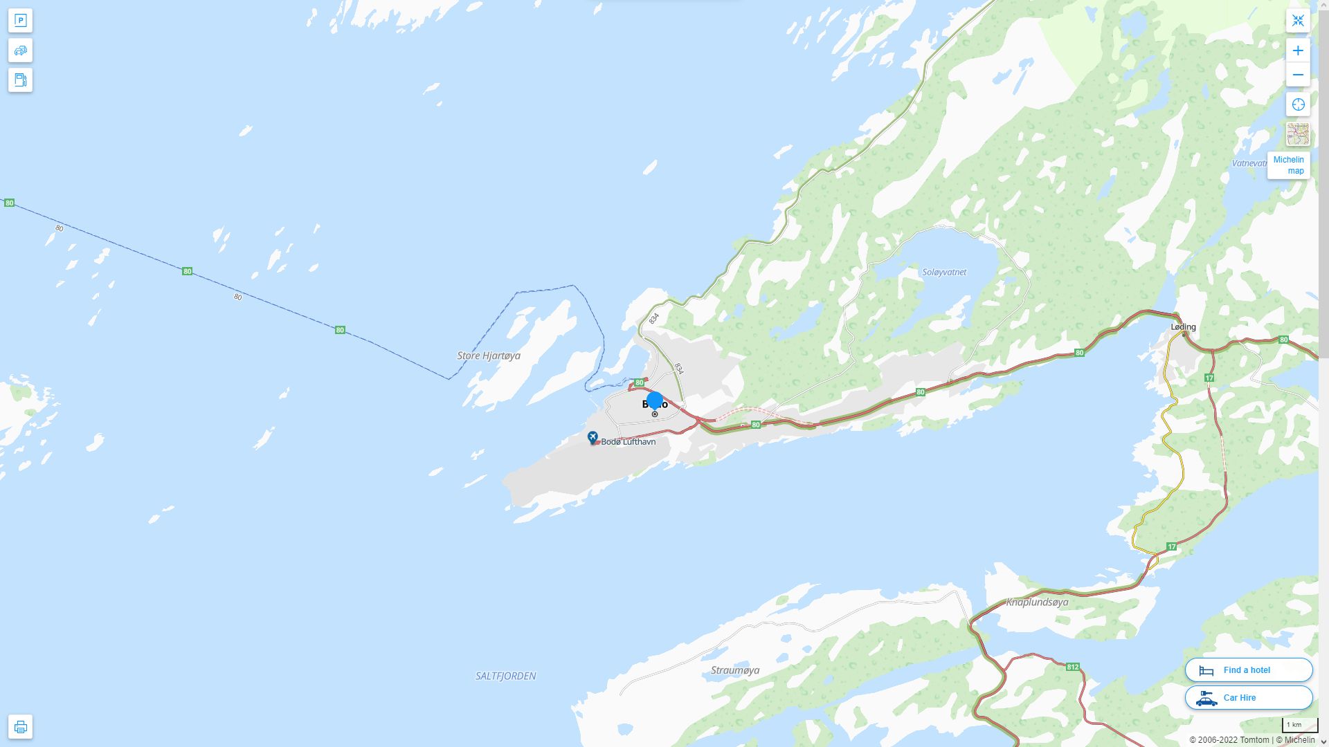 Bodo Norvege Autoroute et carte routiere